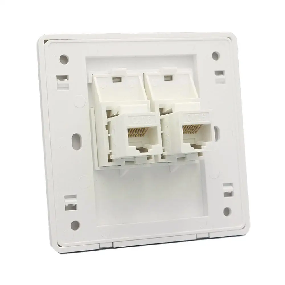 Computer Network Cable Socket Wall Plate One Port Single Socket Panel RJ45 Network Ethernet 6 CAT Type LAN Outlet T2C5 Face J8K8