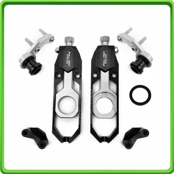 Motorcycle Chain Tensioner Adjuster with paddock bobbins fit for Yamaha R6 YZF-R6 2017 2018 2019 2020 Black&Silver