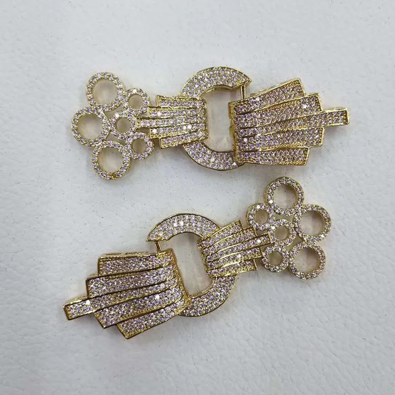 2pcs/lot 65X25mm Women's High Qualit CZ-inlaid Pearl multi-row Bracelet Buckle, necklace buckle, sweater chain connection buckle