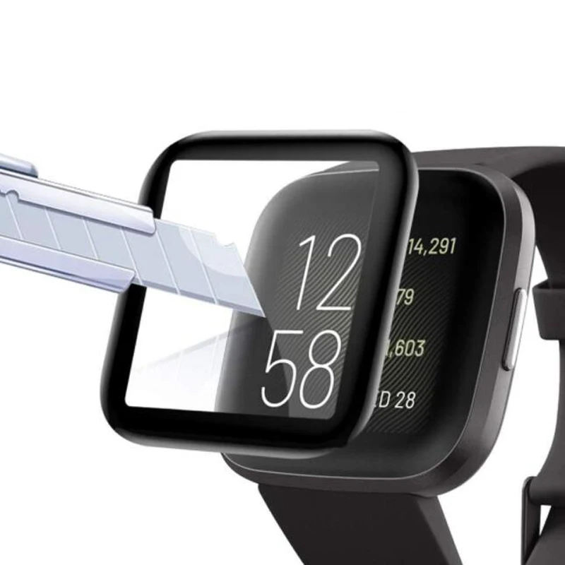 Película de proteção 3d curvada com cobertura total, macio e claro para fitbit versa 2 watch versa2 (não é de vidro)