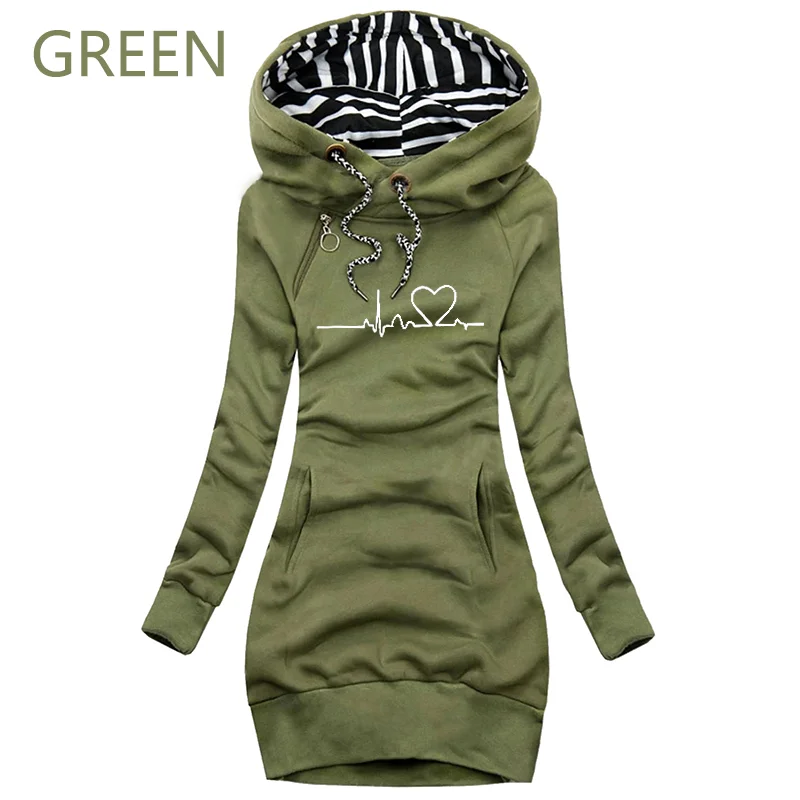 Autumn and Winter Women Dresses Fashion Long Sleeve Hoodie Dress Casual Hooded Dresses for Women Pullover Dress