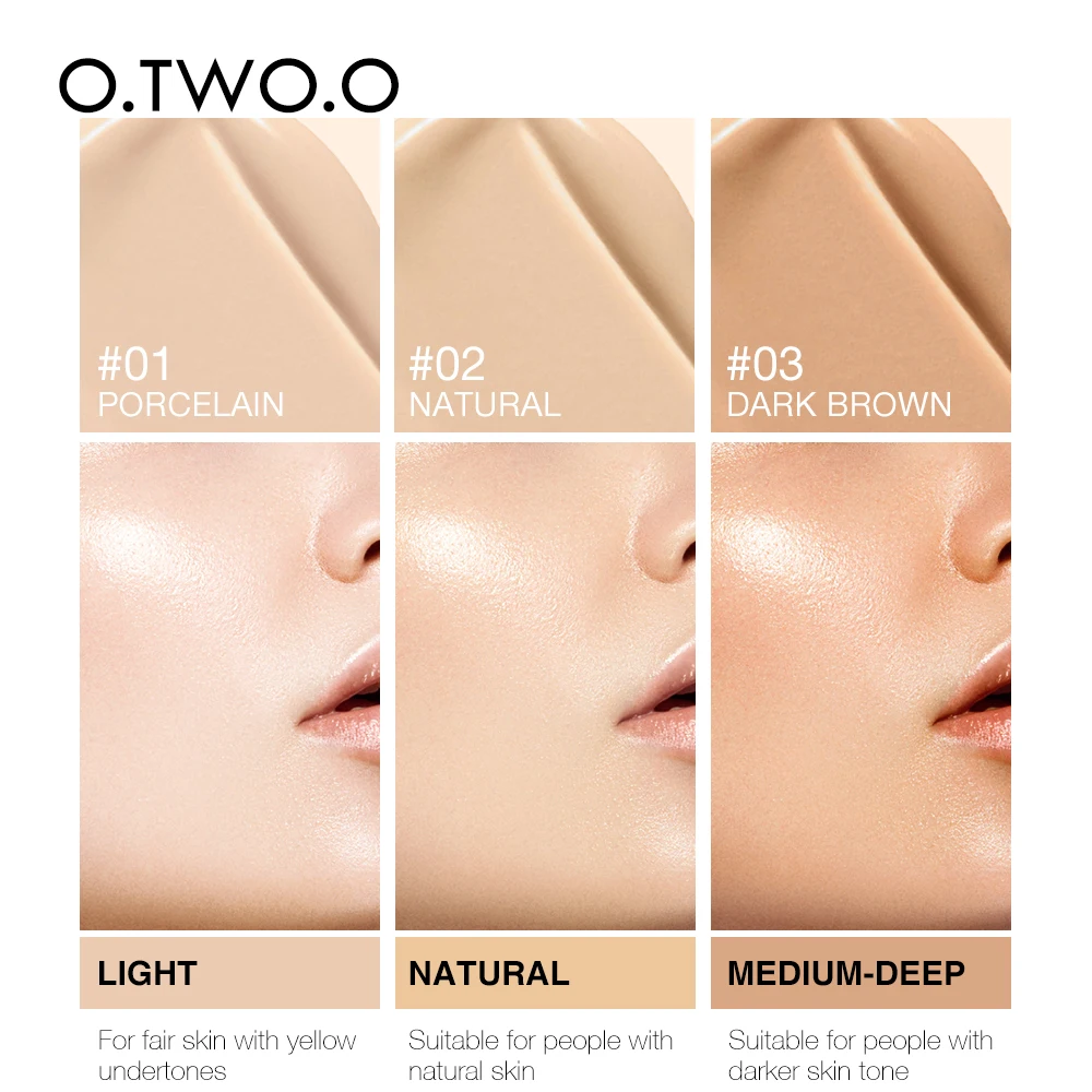 O.TWO.O Lightweight Liquid Foundation Moist Oil Free BB Cream Smooth Long Lasting Waterproof Cosmetics