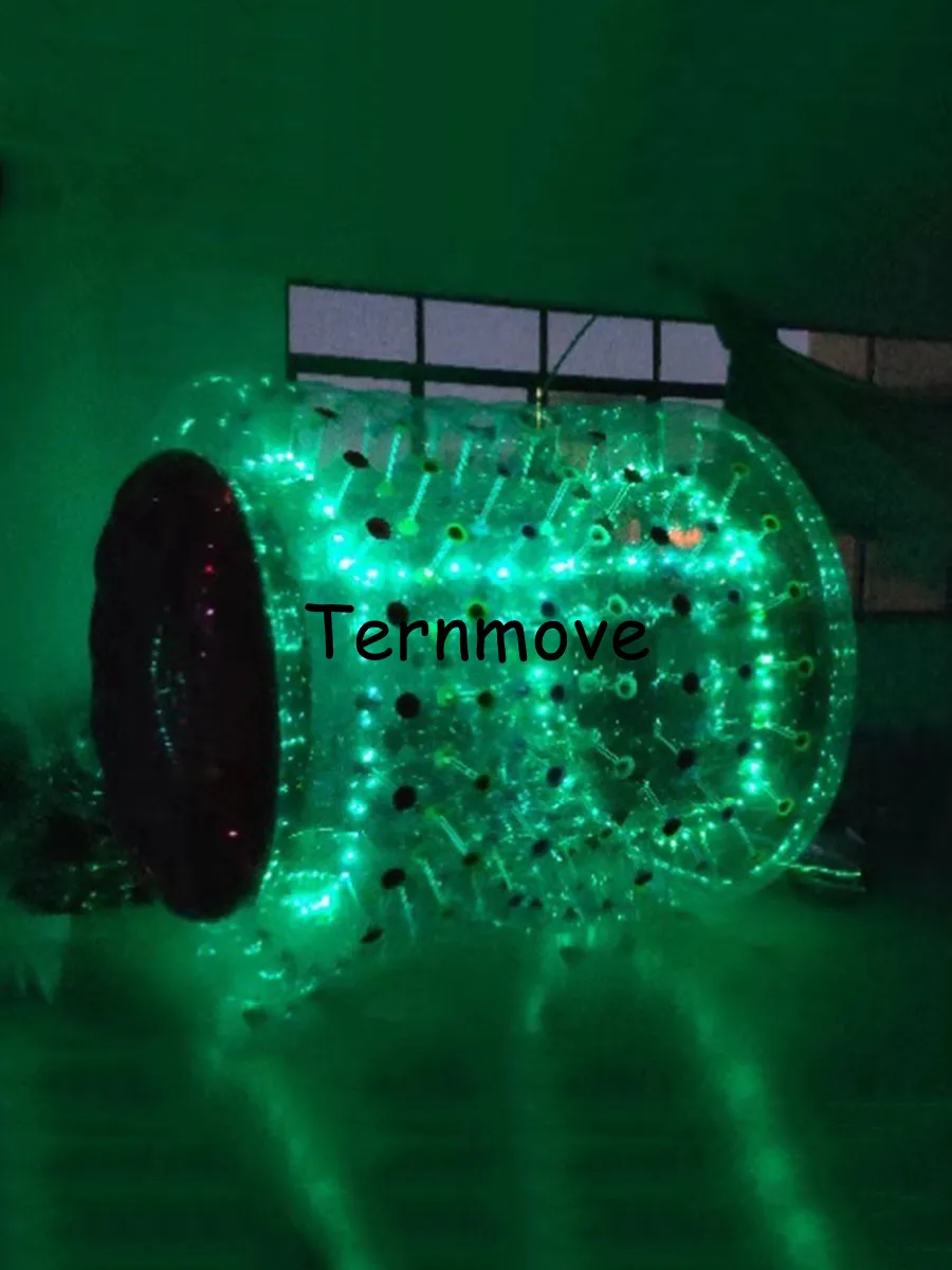 Aufblasbarer Rollerzylinder mit LED-Licht, Wasser Zorbing Walking Bälle, Wasserspiel, Sportspielzeug, Wasserroller, Walking Ball