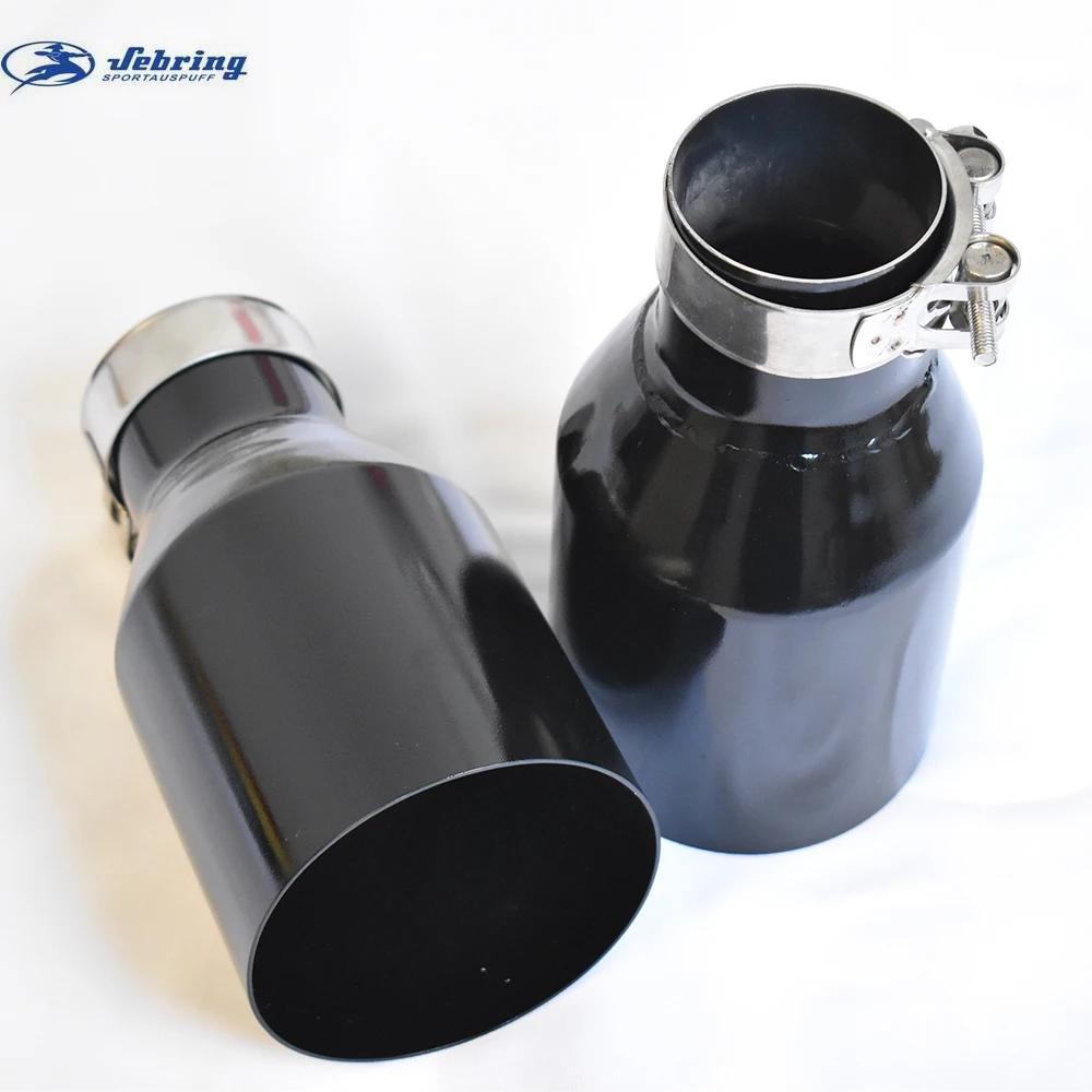 1PC IN 2.5 inch OD 3.5 inch Universal Glossy stainless steel black tail throat Large Diameter car modified muffler tail pipe