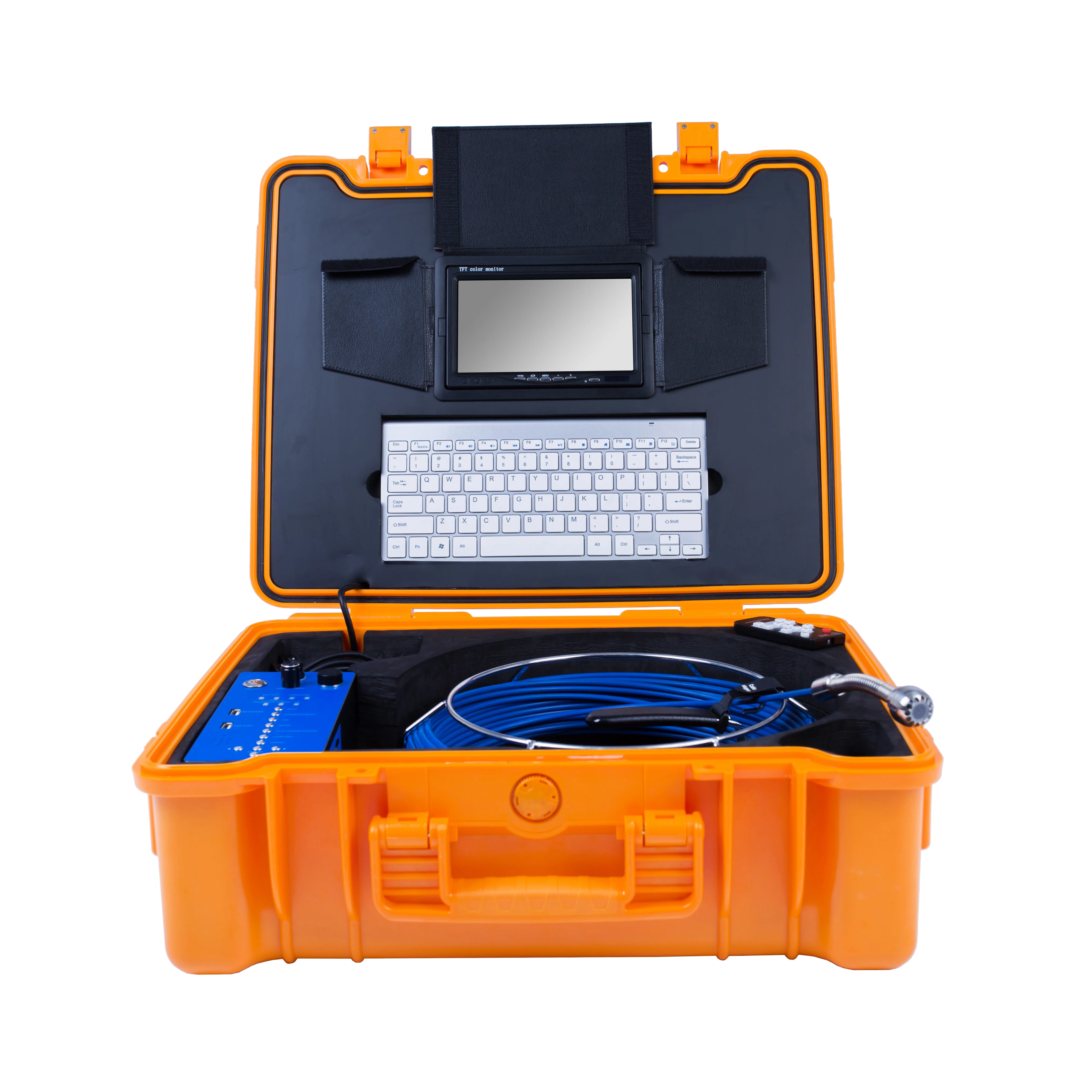 

7Inch Color TFT LCD Screen Drain Sewer Pipeline Industrial Endoscope With Keyboard IP68 Waterproof 20M Cable 25MM Camera Head