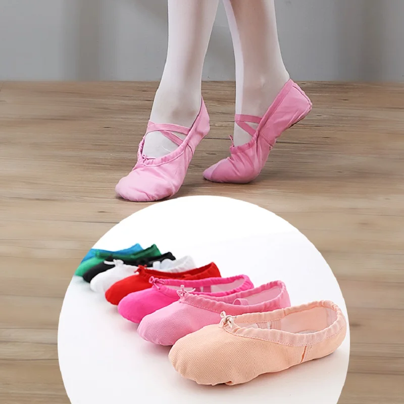 Girls Dance Shoes with Soft Canvas and Leather Sole, Good Quality Ballet Shoes,Dance Slipper, Ballerina Shoes,kids Pointe Shoes