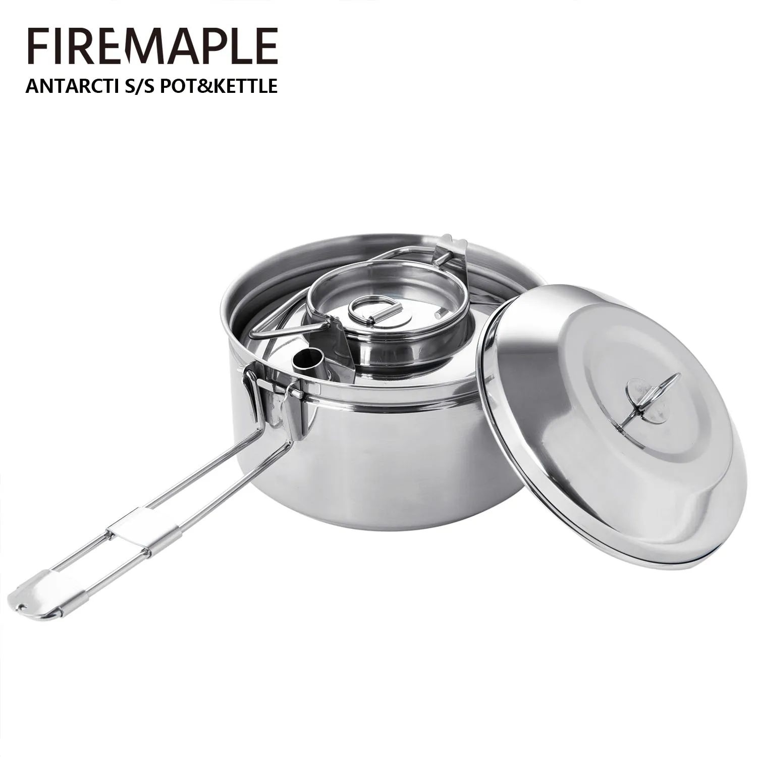 Fire Maple 2Pcs Antarcti Stainless Pot Kettle Set Bushcraft Gear Backpacking Camping Outdoor Durable Pot Kettle S304