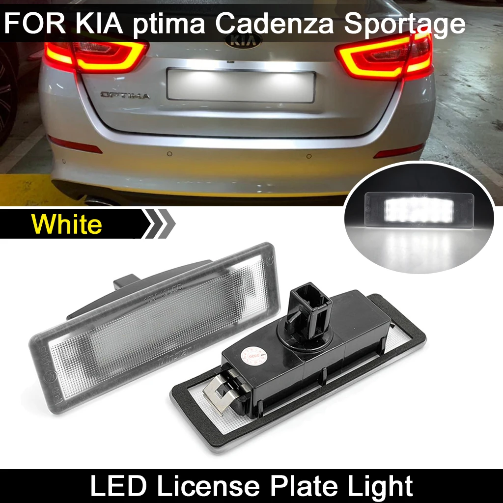 2Pcs For Kia Optima Cadenza Sportage K2 K3 K5 High Brightness White LED License Plate Light Number Plate Lamp