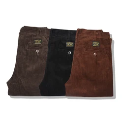 Pantalon cargo en velours côtelé rétro pour hommes et femmes, haute qualité, optique de poche noire, pantalon droit décontracté, streetwear, vêtements de travail d'hiver, salopette