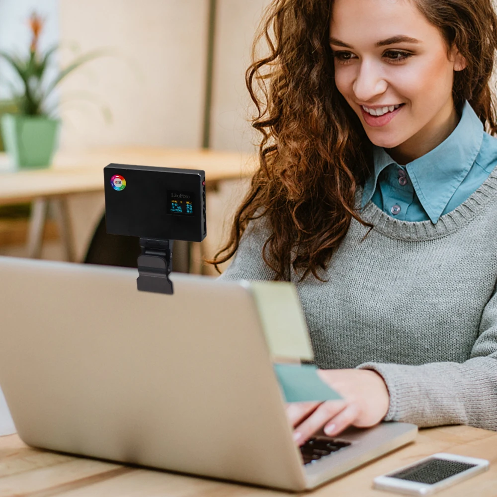 Litufoto b3 mini lâmpada multifunções clipe, 36mm * 66mm cinto 1.4 "porta de parafuso, para o telefone do computador transmissão ao vivo clipe de luz de preenchimento