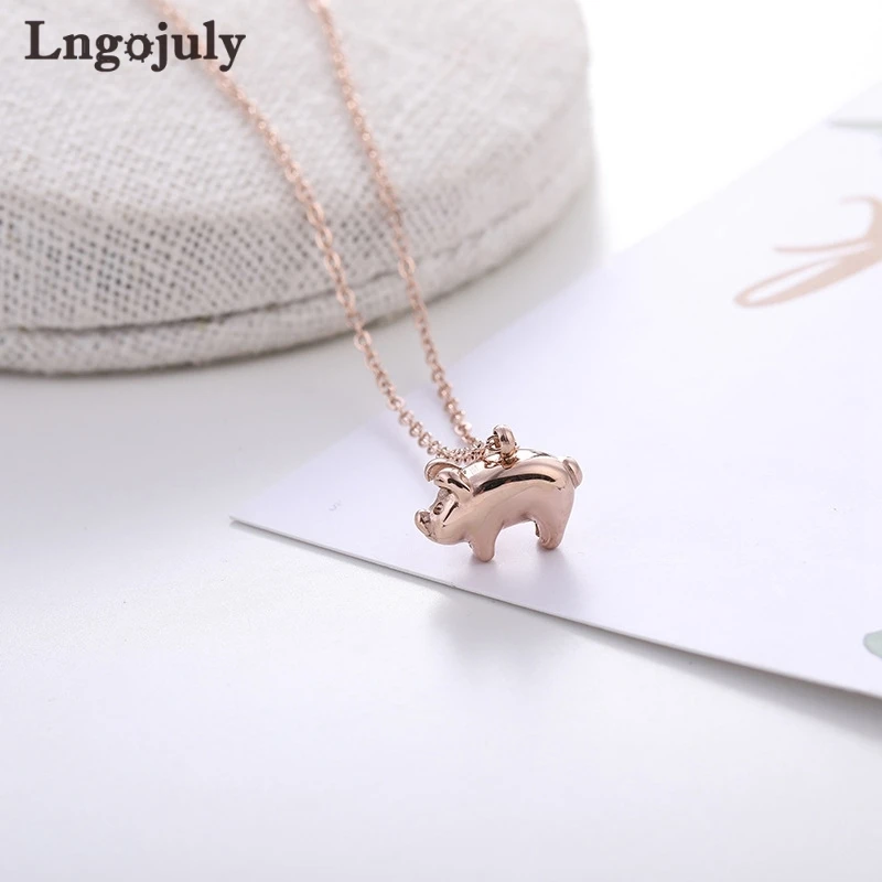 Fashion Women Necklaces Titanium Steel Pig Pendant Necklaces For Women Gril Anniversary Engagement Wedding Necklace Jewelry Gift