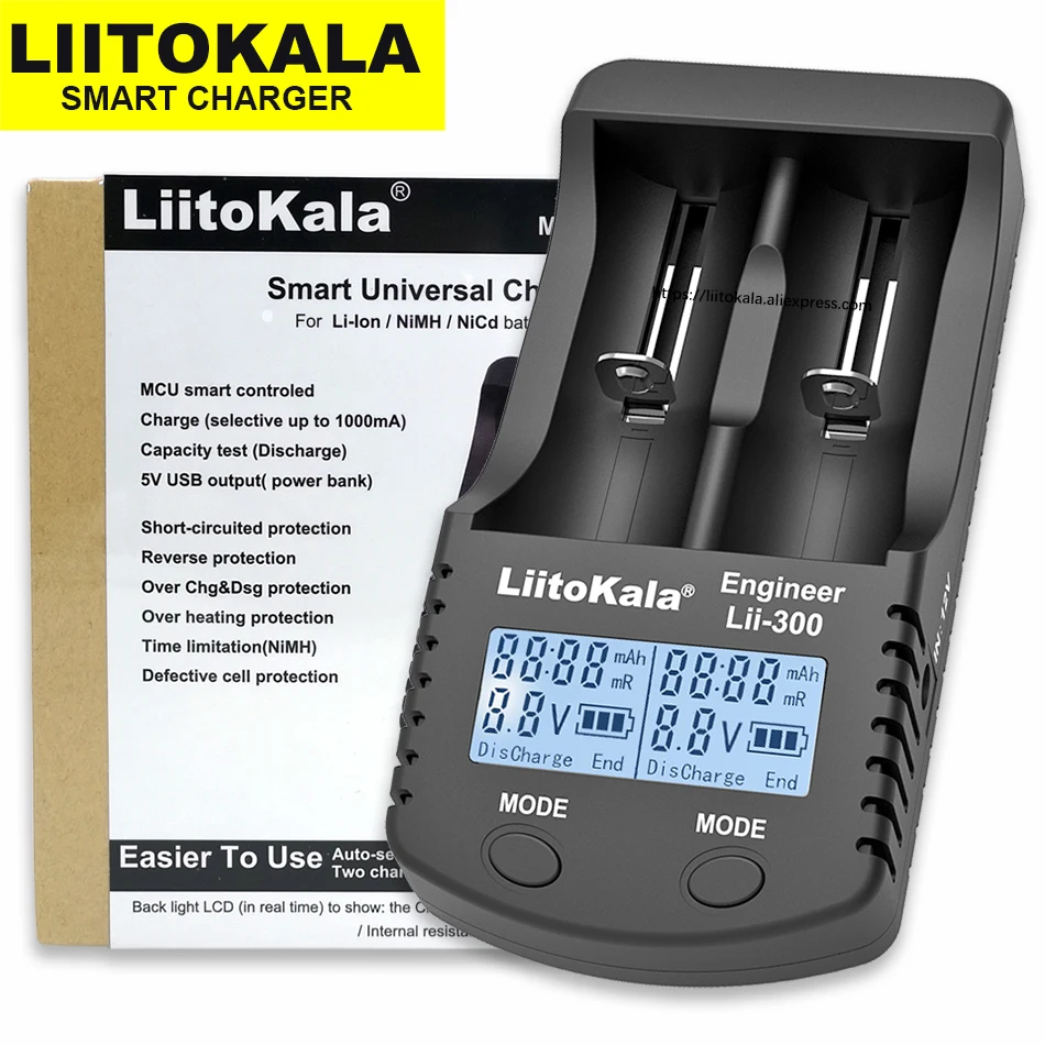 Liitokala Lii-300 lii300 inteligentny LCD uniwersalny 3.7V akumulator litowo-jonowy/1.2V NiMH AA AAA 10440 14500 16340 17335 17500 18650 baterii