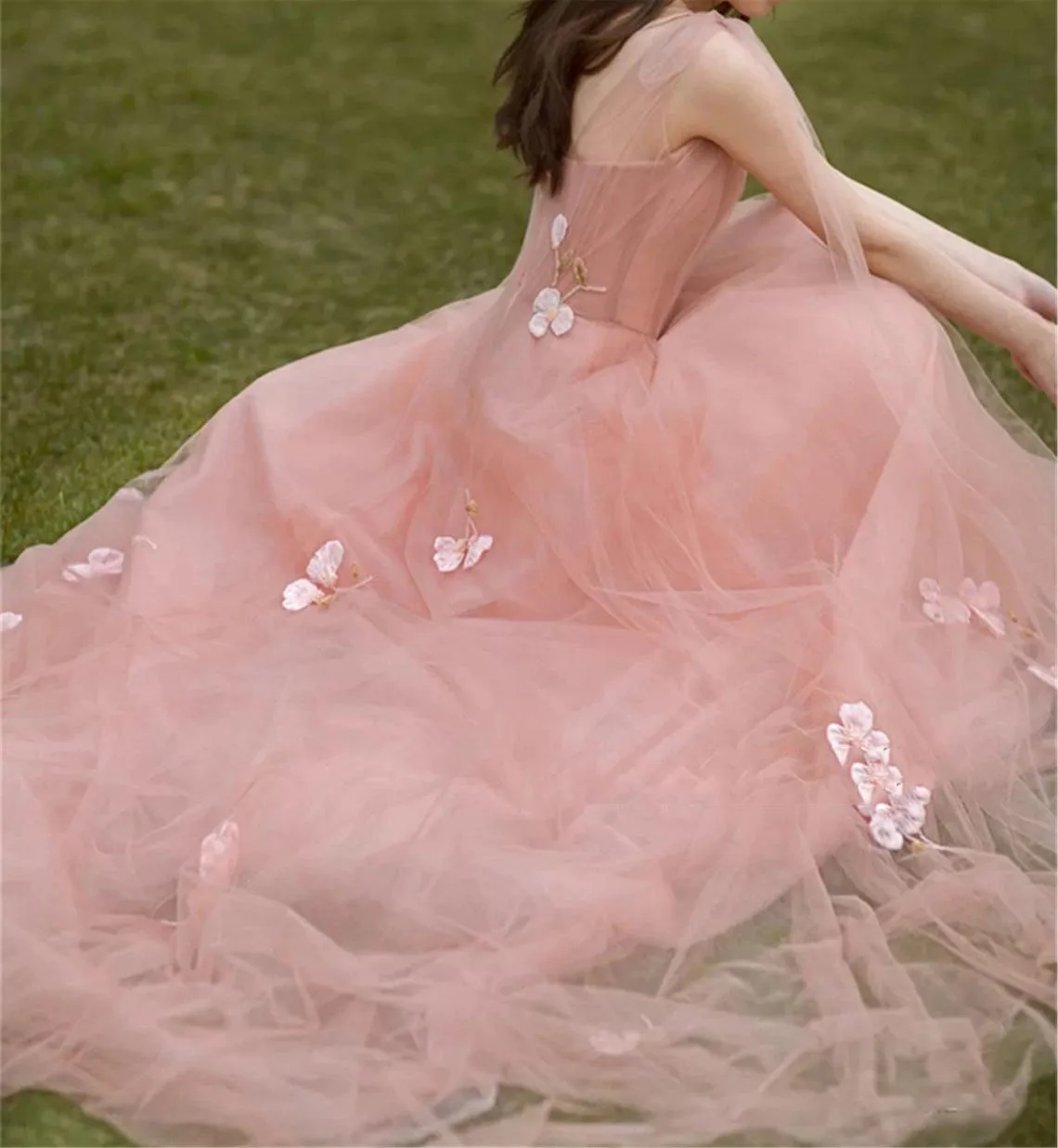 Abito a fascia rosa petalo abito da sposa rosa abito da ballo femminile abito in Tulle abito da damigella d'onore per ospiti di nozze realizzato su misura