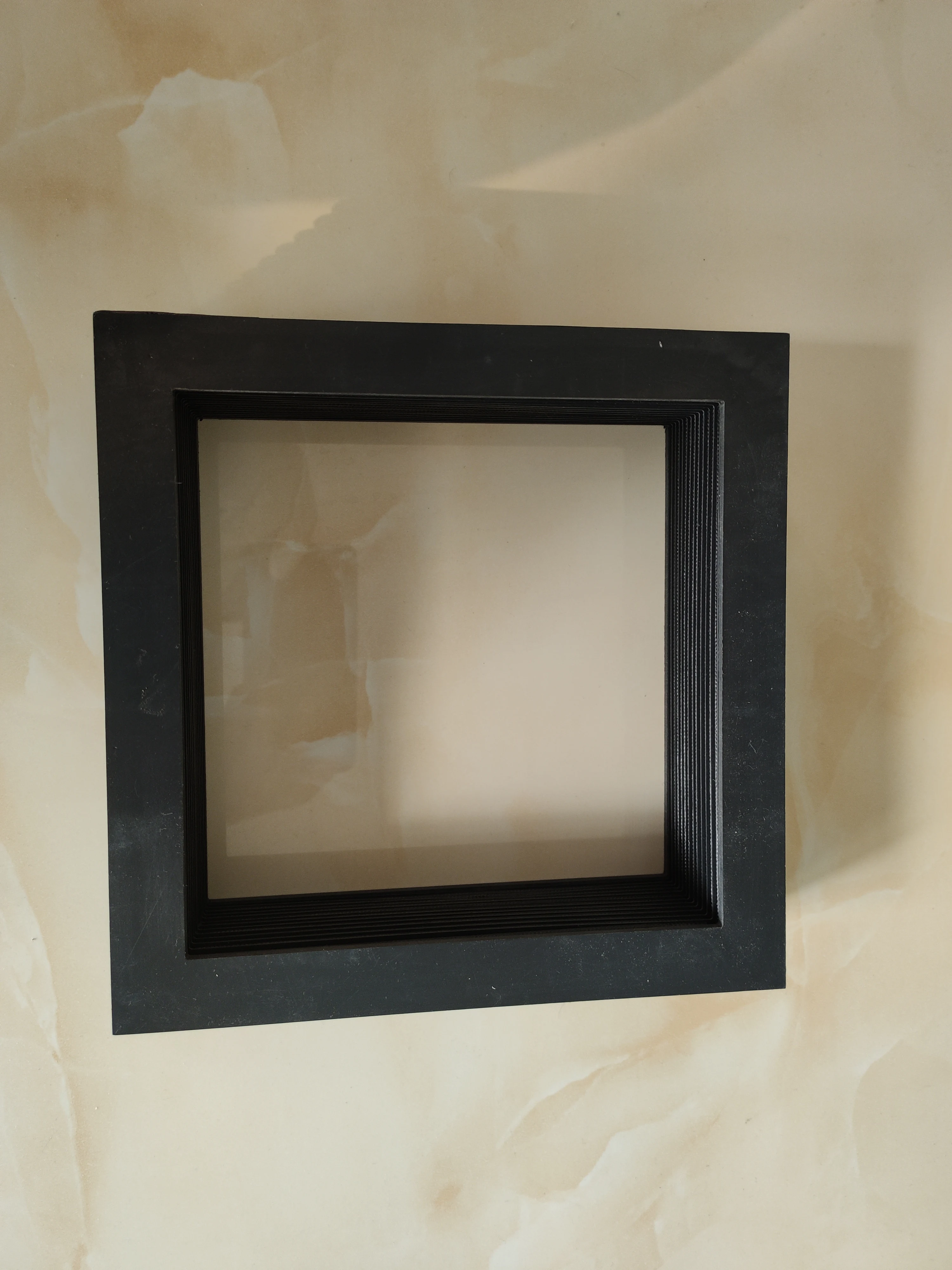 Square type accordion telescopic cover bellows, inner: 128 mmx128 mm, outer: 158 mmx158 mm, Lmax  390 mm