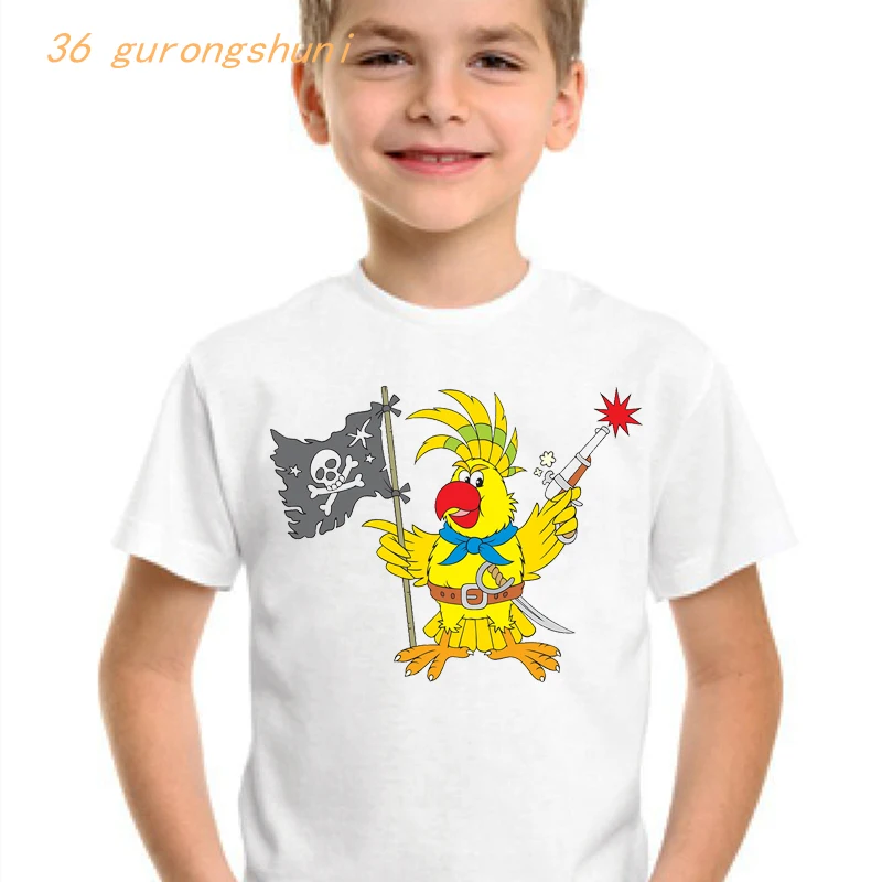 t shirt boys t shirts funny skull Parrot print graphic t-shirts kid clothing tops for girls shirts kids tshirt children clothes