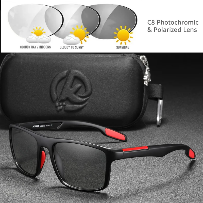 KDEAM VIP Offer Ultra Light Rectangular Polarized And Photochromic Sunglasses Men