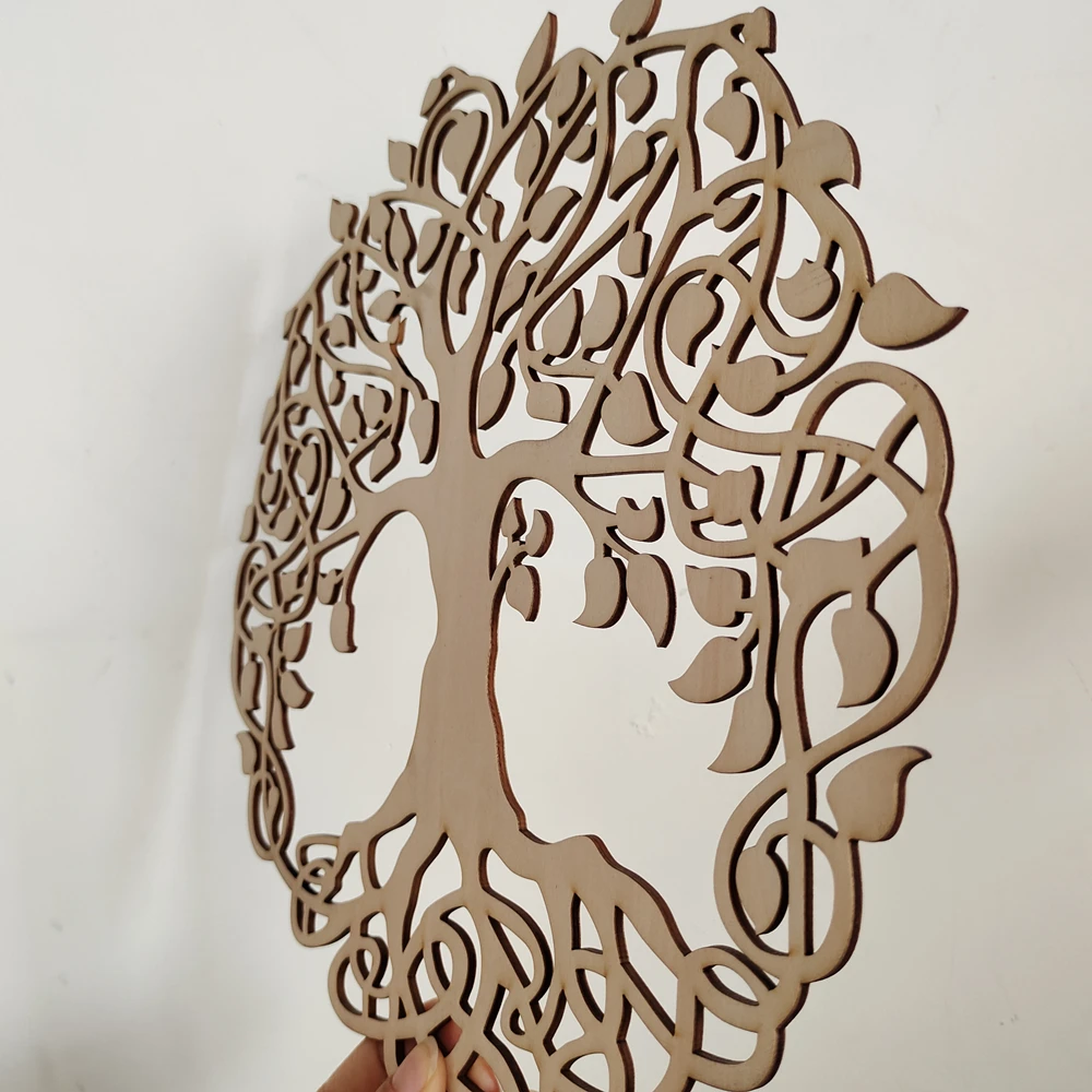 Wooden Sign Tree of Life Shape Laser Cut Wood Wall Art Home Decor Handmade Coasters Craft Making Sacred Geometry Ornament