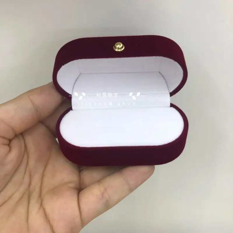 Luxurious Velvet Oval Shape Red Ring Jewelry Box with Matching Two Piece Packer for Engagement Proposal  Jewelry Display