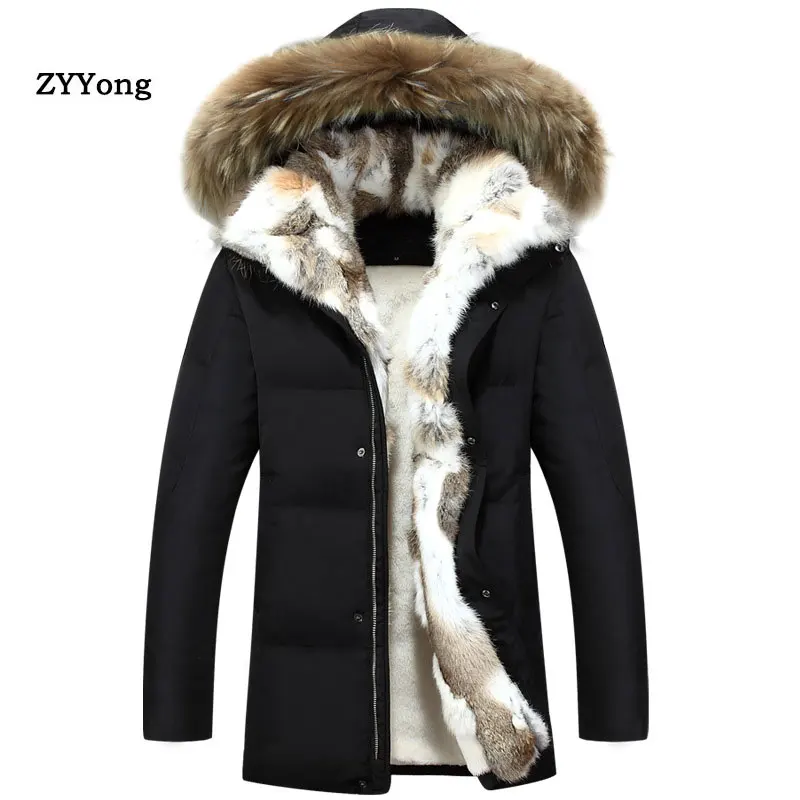 White Winter Parka Coat Men Woman Down Jacket Clothing Hooded Fur Collar Thicken Warm Leisure Lovers Overcoat Clothes Outerwear