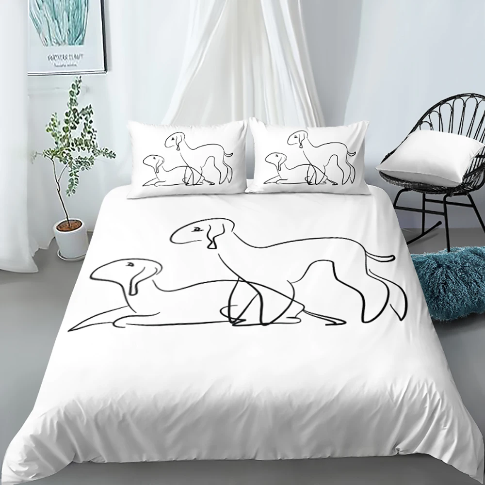 Whippet Duvet Cover Sets 3D Red Bed Linen and Pillow Cases King Queen Super King Twin Double Size 160*200cm Animal Bedclothes