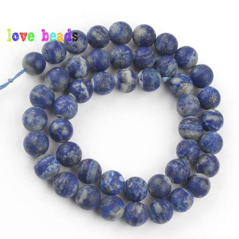 AAA Natural Lapis Lazuli Stone Beads Dull Polish Matte Stone Round Bead for jewelry Making DIY Bracelet Necklace 15\'\'Strand