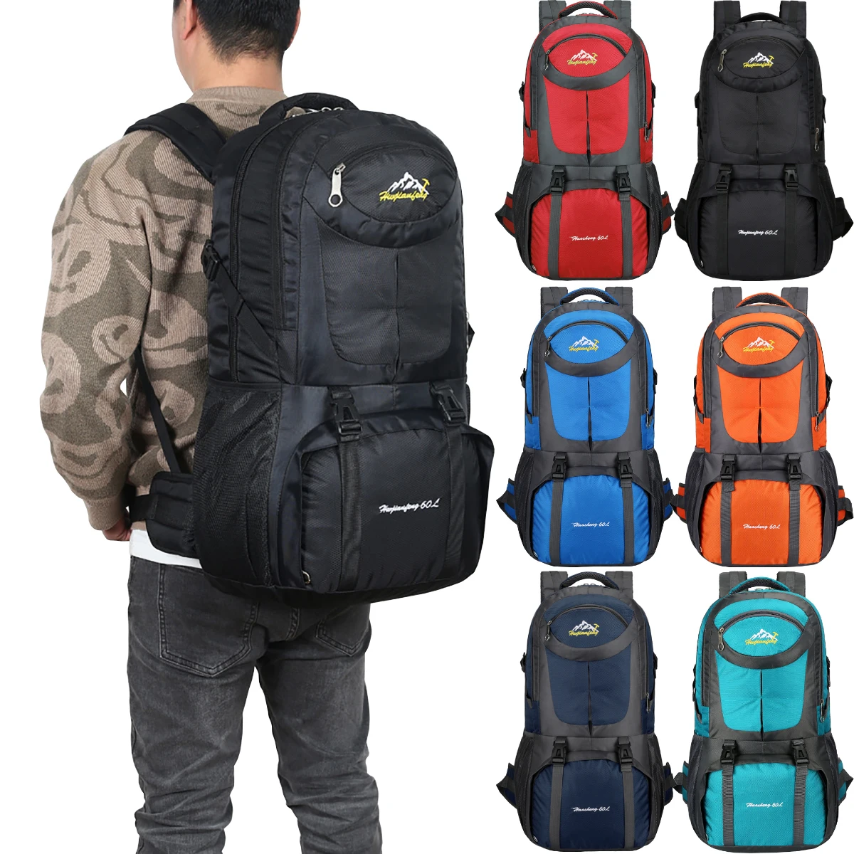 

60L Outdoor Long Distance Trip Shoulders Bag Cycling Backpack Mountaineering Camping Travel Knapsack Climbing Hiking Rucksack