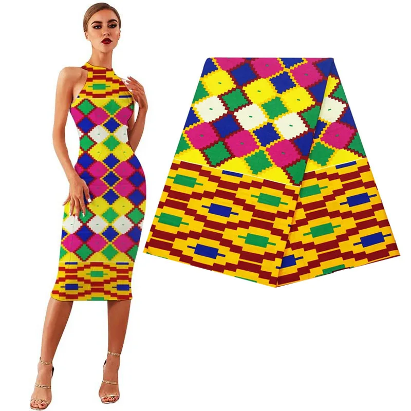 100% Cotton Guaranteed Real Wax Africa Ankara Print Kente Fabric Sewing Dress Tissu Patchwork Making Craft Loincloth Top Quality