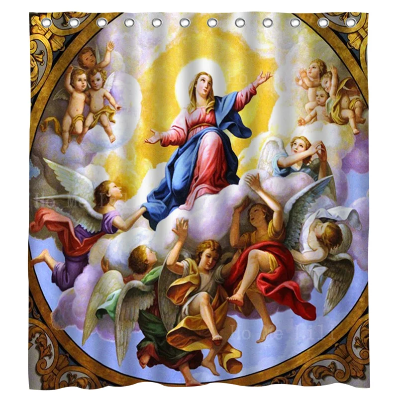 The Assumption Of Mary Fatima Blessed Virgin Mother Coronation Shower Curtain Our Lady Queen Of Angels Seville Cathedral