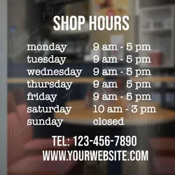 Custom Business Shop Hours Window Decals Personalized Store Time Vinyl Removable Glass Wall Sticker Interior Design Decor 4400