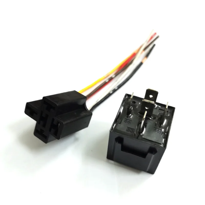 

DC 12V 80A Car SPDT 4Pins 5Pins Sealed Relay 12 Volt Nylon Relay Wiring Harness Socket Plug Adapters