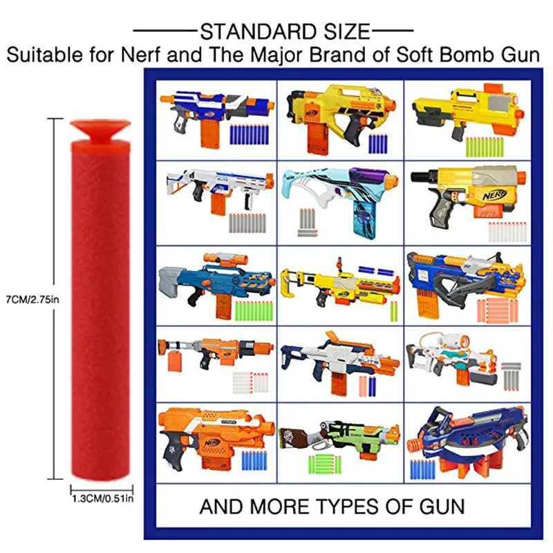 Red Sucker Bullets Toy For Nerf Soft EVA Suction Head Refill Darts Boy Toy Gun for Nerf Series Blasters Xmas Kid Children Gift