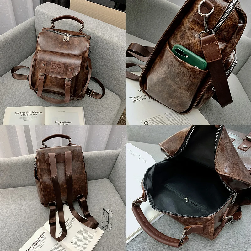 Zaino da donna nuovo zaino in pelle PU di alta qualità borse firmate Vintage zaino da viaggio Multi-tasche di grande capacità per le donne