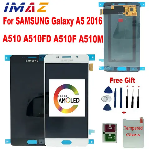 IMAZ Super AMOLED 5.0“ LCD For Samsung Galaxy A510 A5 2016  A510 A510FD A510F A510M LCD Display Touch Screen Digitizer Assembly