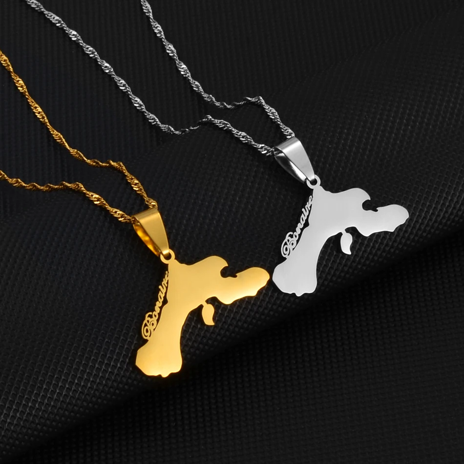 Collares con colgante de mapa de Anniyo Bonaire y Little Bonaire, joyería de Antilles # 243221