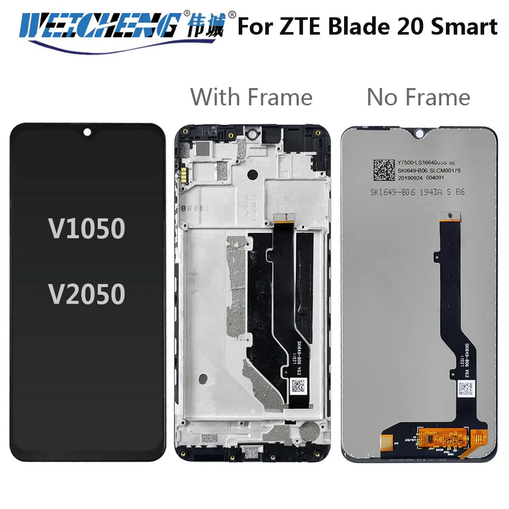 6.49 inch For ZTE Blade 20 Smart V1050 V2050 LCD Display And Touch Screen Digitizer Sensor Assembly+Frame For Blade20 Smart