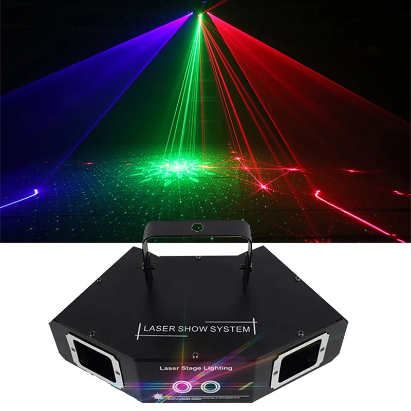 Dj Lights 4 Beam Effect Disco Laser by DMX512 Image Lines Beam Scans Lazer For Dance Bar Home Party Disco Stage Effect Lighting