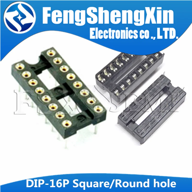 10pcs DIP-16 Round Hole Square hole 16 Pins 2.54MM DIP DIP16 IC Sockets Adaptor Solder Type IC Connector