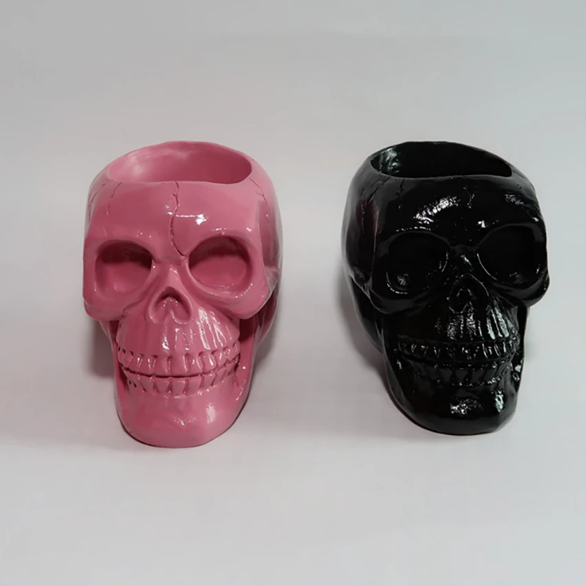 350ML Pen Holder Stationery Storage Box Desktop Decoration Creative Skull Head Pen Container, Halloween Party Ornaments Props