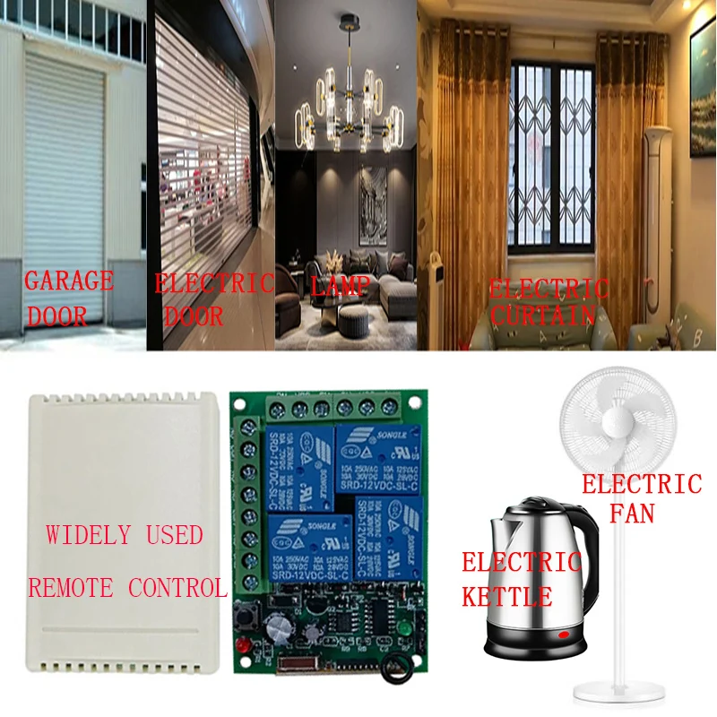 Universal Wireless Remote Control DC 12V 24V 4CH 10A Relay Receiver Module RF Switch Remote Control For Gate Garage Opener