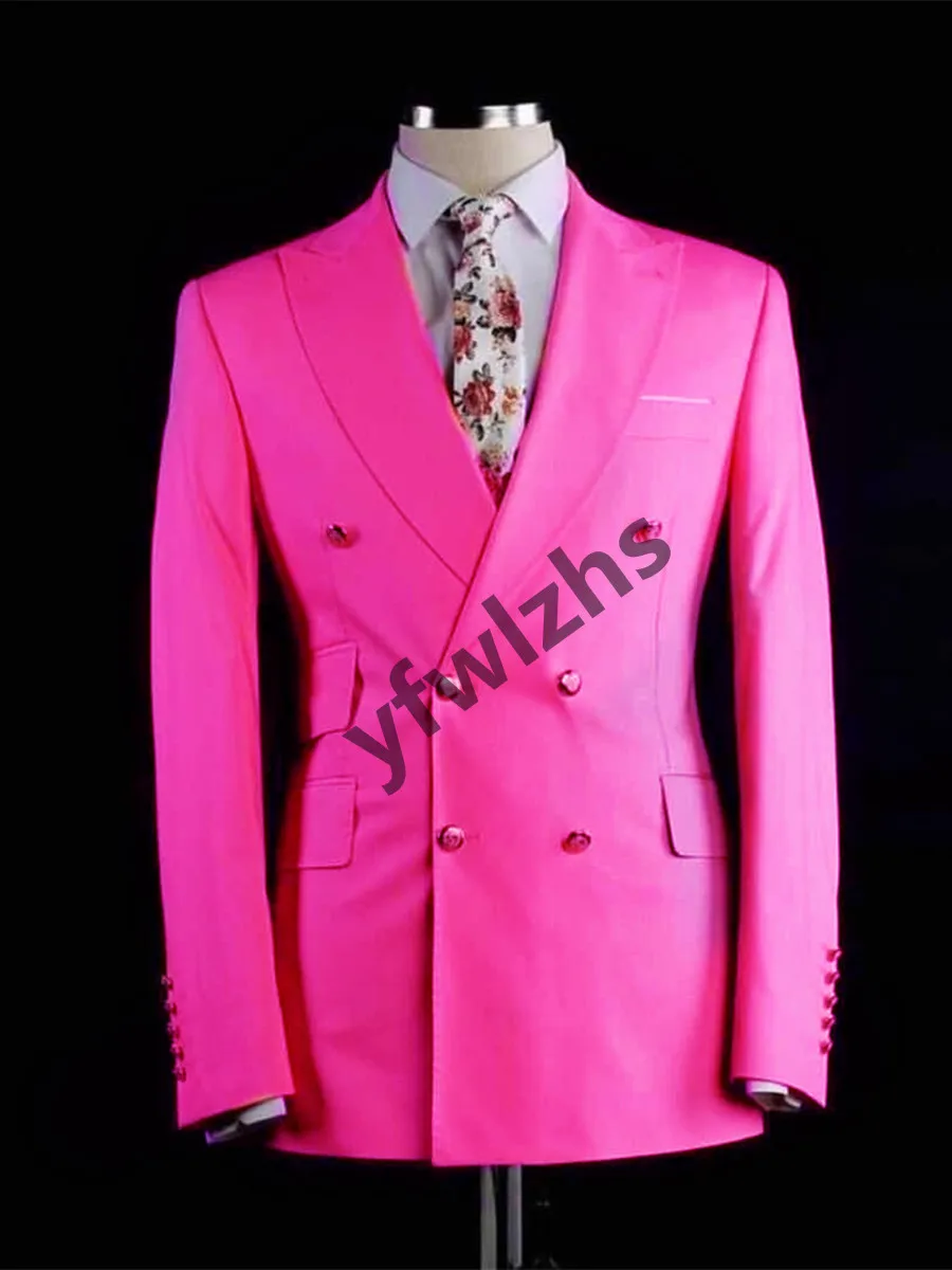 

New Arrival Two Buttons Groomsmen Peak Lapel Groom Tuxedos Men Suits Wedding/Prom Best Blazer ( Jacket+Pants+Tie) D164