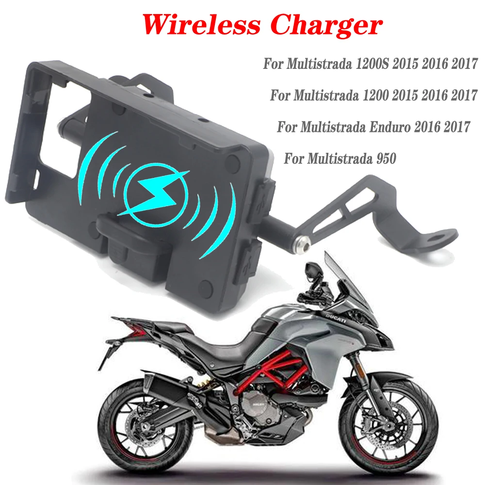 GPS Smart Phone Wireless Charger Navigation Bracket Adapter Holder For Ducati Multistrada 950 1200S 1200 Enduro 2015 2016 2017