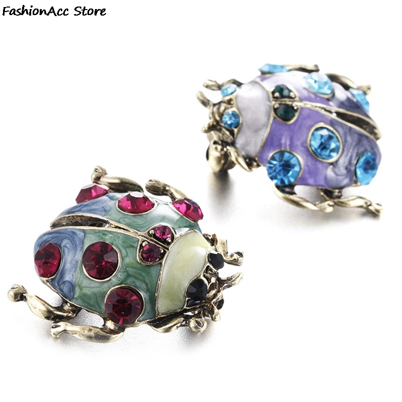 1 pcs Handmade Oil Insect Brooch Fashion Animal Brooch Rhinestone Female Jewelry Ladybug Brooch