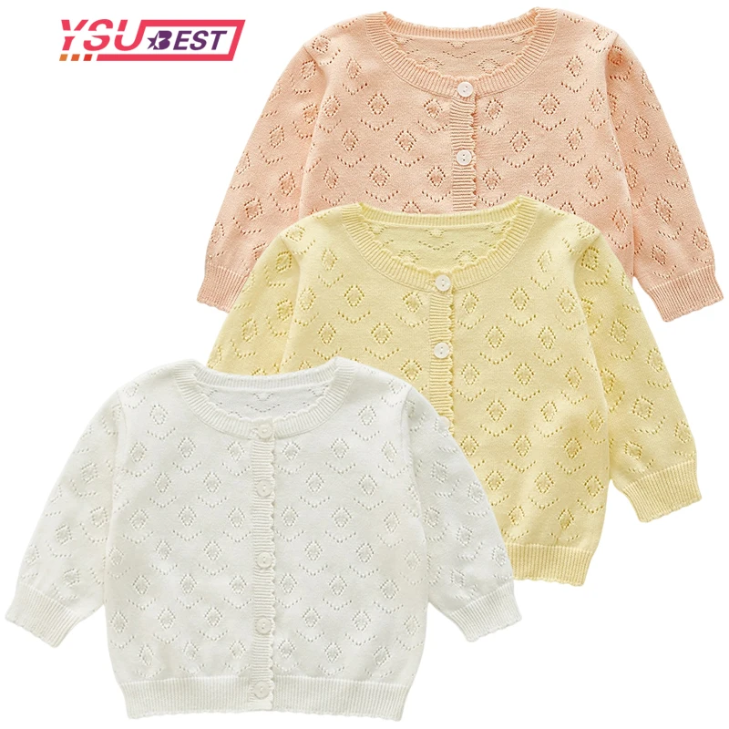 Baby Knit Cardigan Spring Autumn Baby Girl Princess Thin Cardigan Boys Air-Conditioning Shirt Long-Sleeved Knitted Coat Sweater