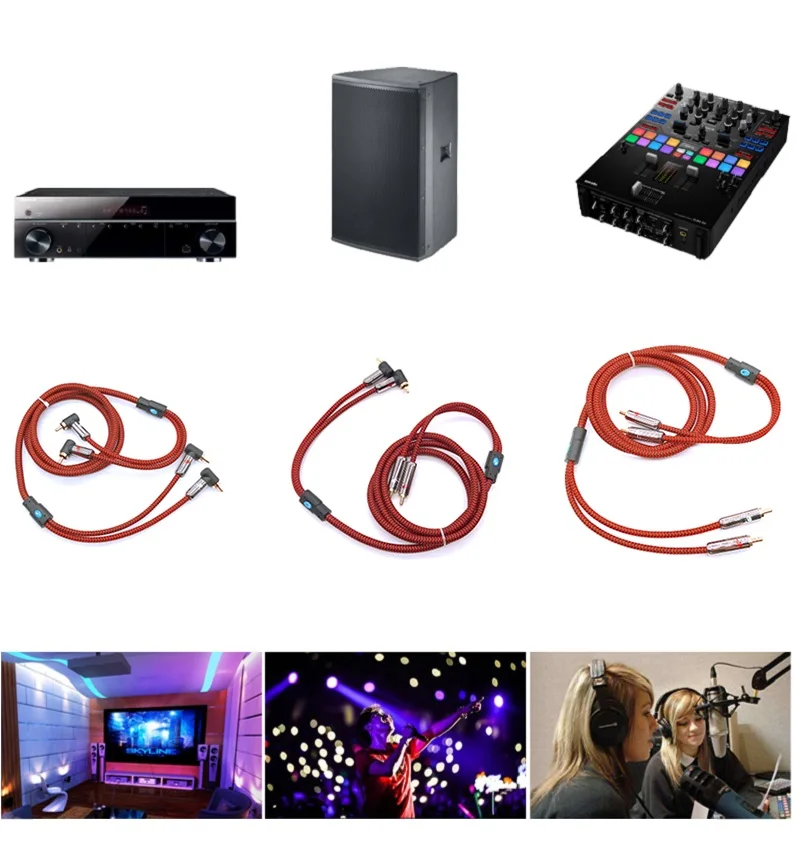 المزدوج RCA إلى مزدوج RCA ذكر كابل الصوت لمضخم الصوت المتكلم التلفزيون AV استقبال المنزل نظام مرحبا فاي إشارة نقل الحبال