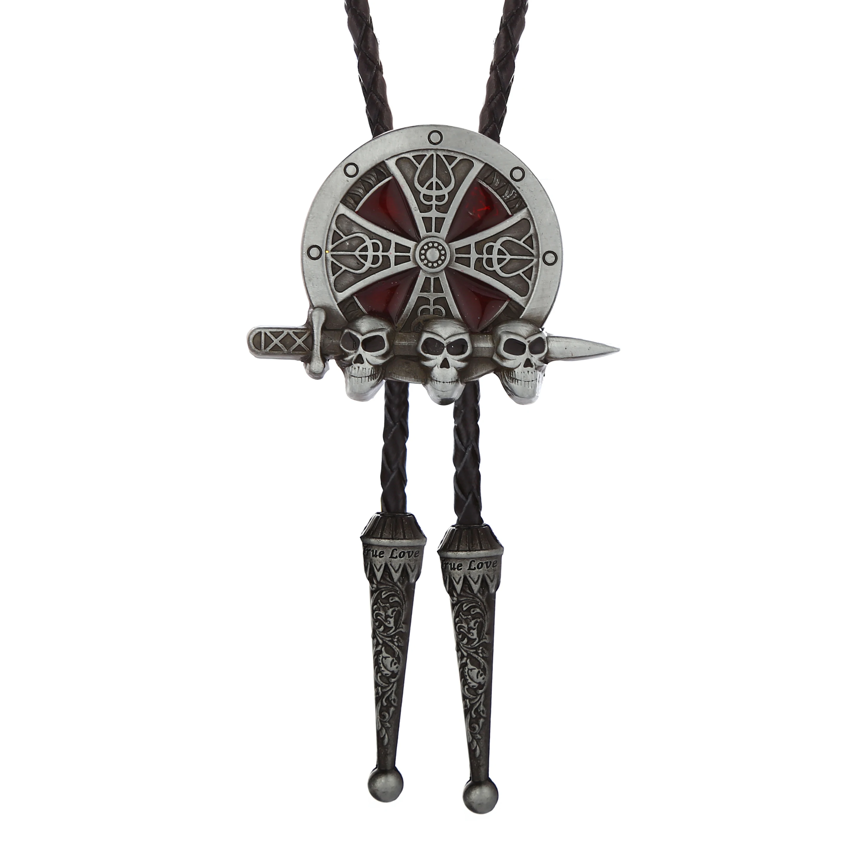 

Western cowboy Bolo tie ghost head zinc alloy leather collar rope birthday banquet wedding gift