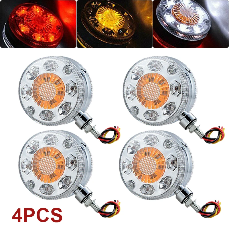 

4x LED Pedestal Dual Face Fender Tail Turn Signal Roof Lights Marker Running Car LED lights Lamp For SUV Truck Tractor