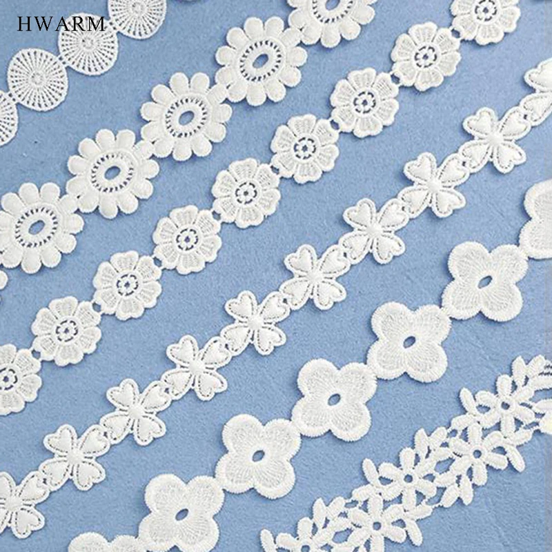 

High Quality New White Lace Fabric Ribbon Diy Hollow Out Milk Silk Water Soluble Dress Decoration For Home Wedding Sewing Trim