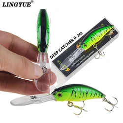 LINGYUE Hard Crankbaits Floating Fishing Lure Shad Minnow 4M Artificial Bait Plastic 3D Eyes Wobbler Pike Lure Fishing Tackle