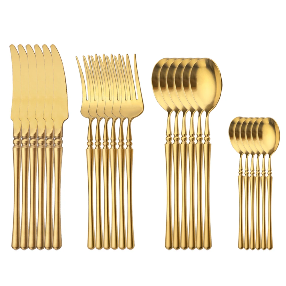 

6set Matte Dinnerware Flatware Set Vintage 18/10 Stainless Steel Set Dinner Knife Fork Spoons Tableware Coffee Teaspoons Cutlery