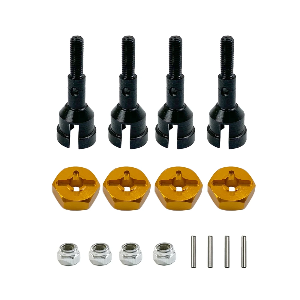 RC Wheel Axle Shaft Locknuts with 7mm to 12mm Wheel Hex Hub Convert Adapter Replacement for 1/18 Wltoys A959 A969 A979 K929